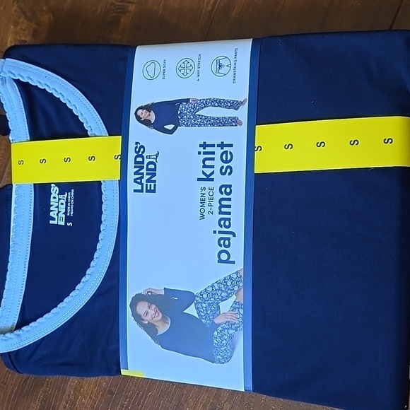 Lands' End 2 Piece Navy Pajama Set - Picture 1 of 4